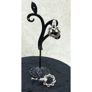 Vintage Silver Tone Door Knocker Screw back Earrings, 1" long